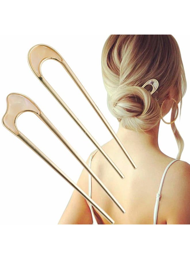 FRDTLUTHW U-Shaped Hair Pins Metal Vintage Hair Sticks French Hair Pin Hairstyle Chignon for Women Girls, 2PCS-Style 1 - Image 1