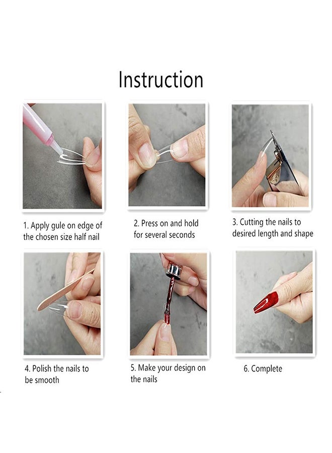 brunson False Nail Tips Long C-Curved French CCLFW - Image 4