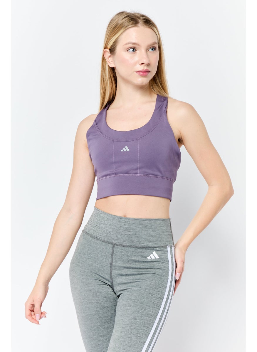 Adidas Women Padded Sports Bra, Purple  - Image 1
