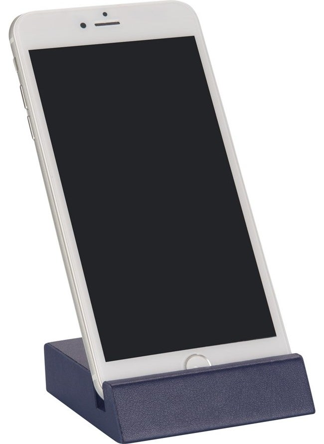 2K - Faux Leather Table Top MDF Phone Holder and Business Card Holder Navy Blue - Image 1