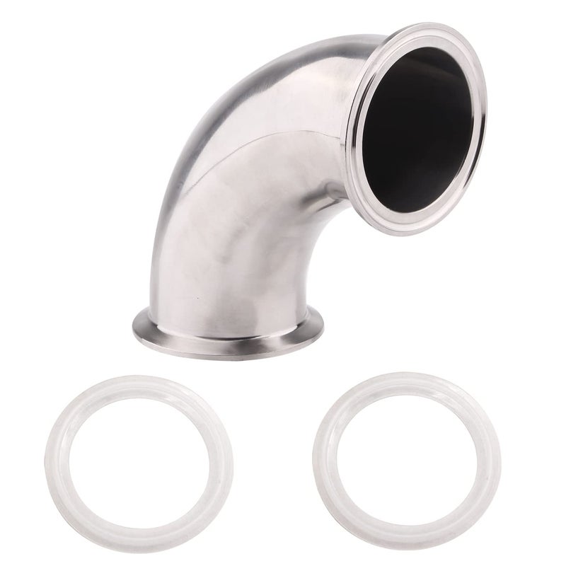 DERNORD Sanitary Ferrule Elbow 90 Degree Pipe Fitting with 2 Pieces Silicone Gasket SS304 Tri Clamp 212 Tube OD - Image 2