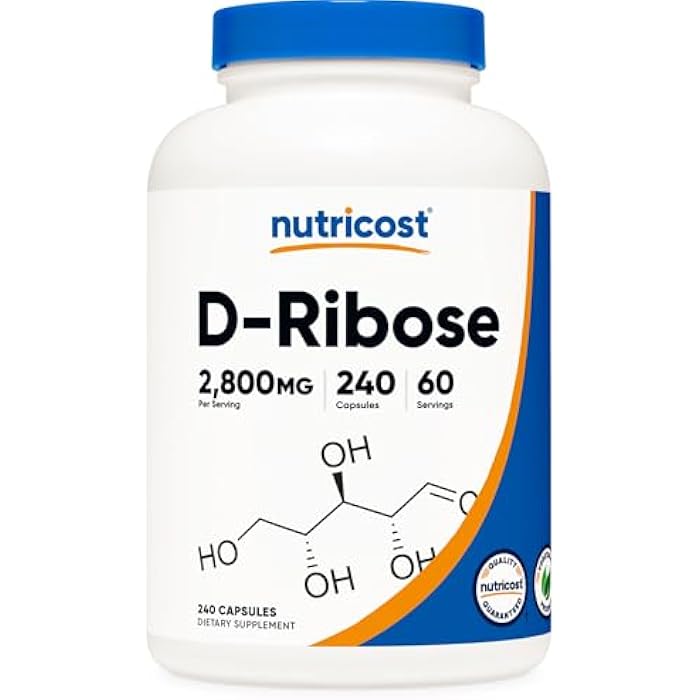 Nutricost D-Ribose 700mg (2800mg Per Serving), 240 Capsules - Vegetarian Friendly, Non-GMO, Gluten Free - Image 1