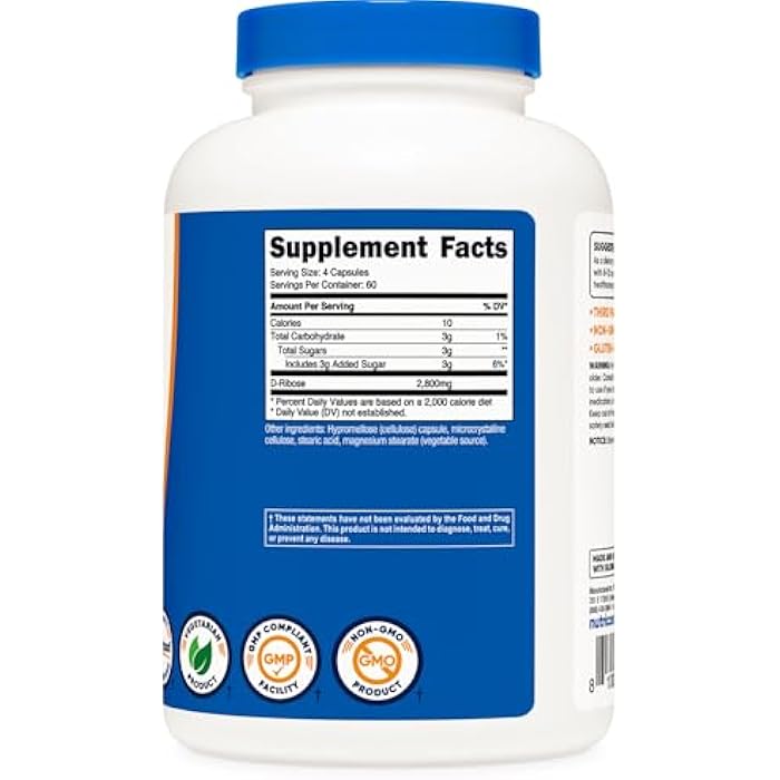 Nutricost D-Ribose 700mg (2800mg Per Serving), 240 Capsules - Vegetarian Friendly, Non-GMO, Gluten Free - Image 5