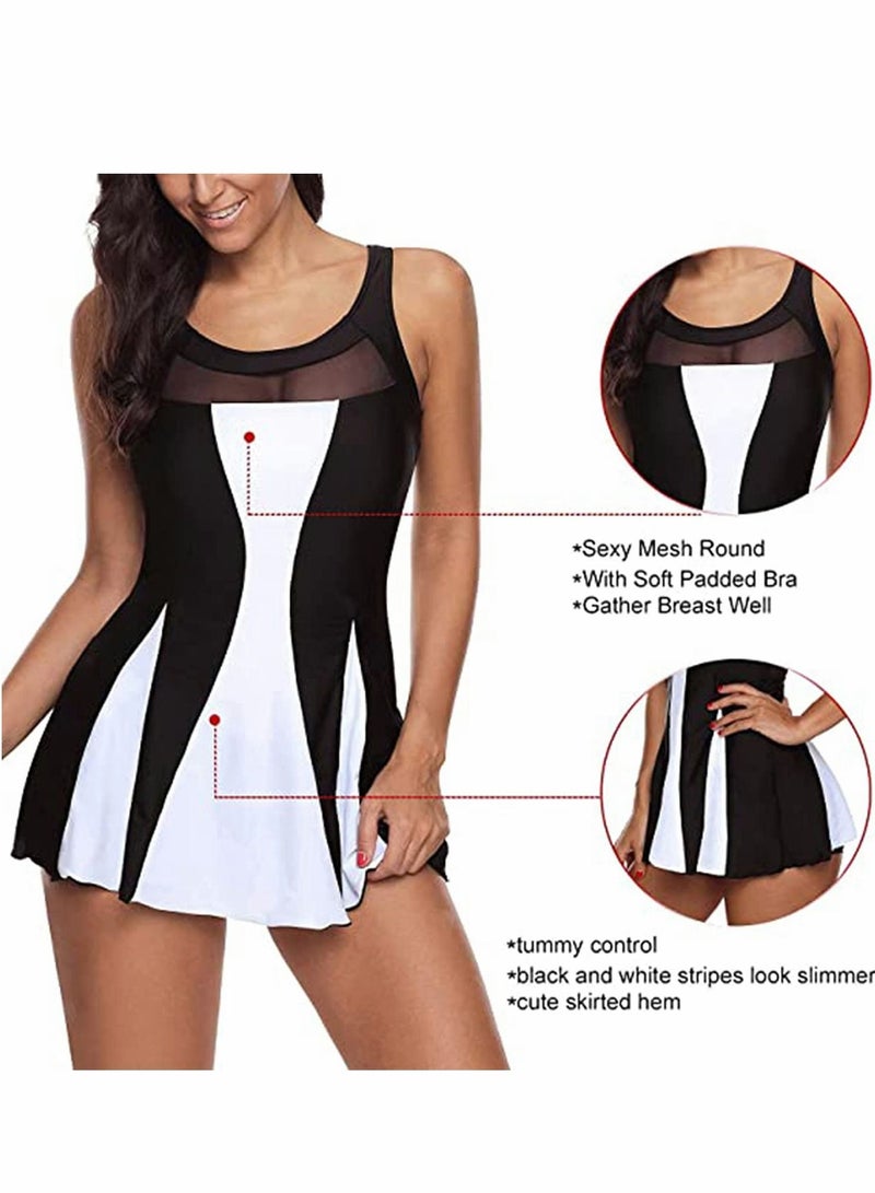 KASTWAVE Womens Swimsuits One Piece Swimdress Tummy Control Swimsuit Plus Size Swimwear One Piece Bathing Suits Swim Dress ( S )  - Image 5