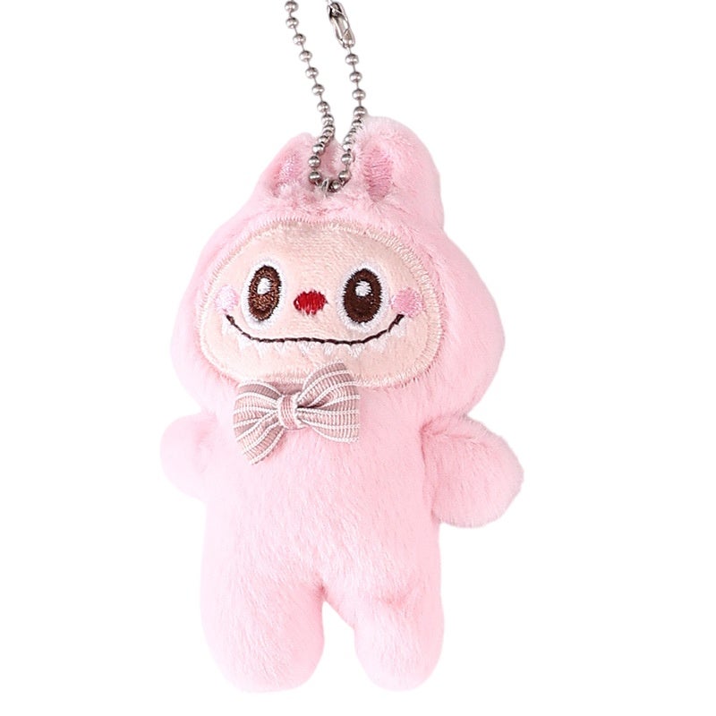 Plush Accessories 11x7.5 Pink Hanging Chain Cartoon Brooch - Ultra-Soft Crystal Plush Fashion Adornments for Bags Scarves - Image 1