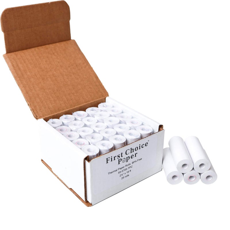 First Choice Paper, 2 1/4" x 16' Coreless Thermal Paper Rolls for Poynt Smart Payment Terminal - 25 Rolls - Image 1