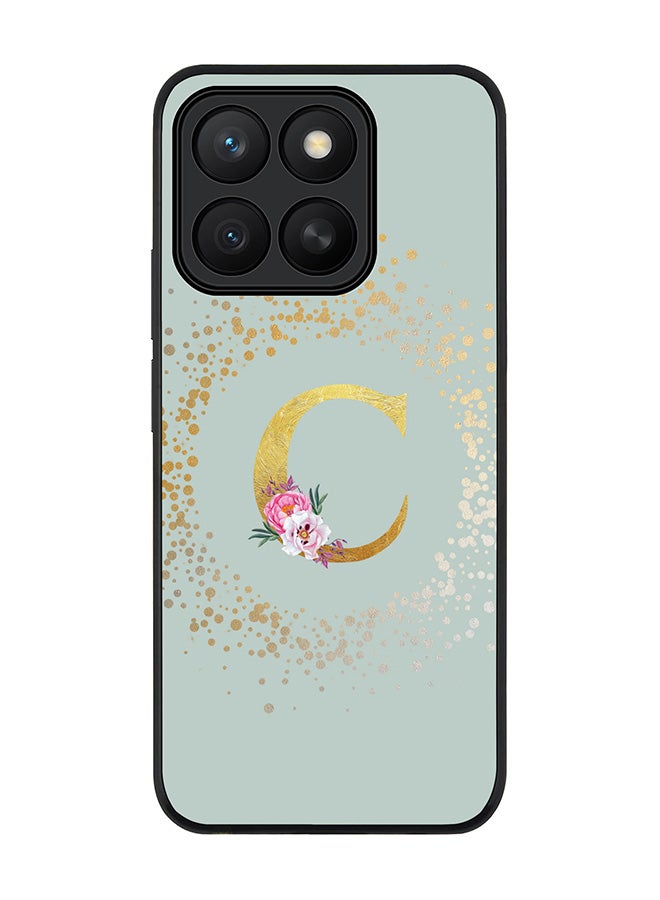 Stylizedd For Honor X8c Case,Slim fit Camera Protection, Shockproof Thin Phone cover  - Custom Monogram Floral - C  (Light Grey )