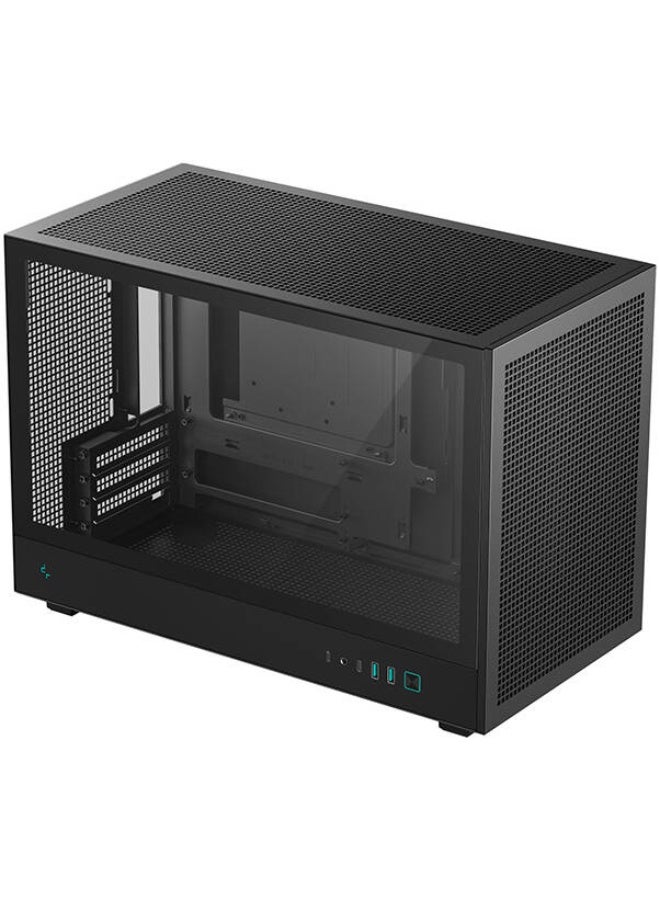 ديب كول صندوق حاسوب DeepCool CH260 (فئة Micro-ATX)، يدعم مبرد سائل (رادياتير) حتى 360 مم، ويدعم تركيب ما يصل إلى 6 مراوح مقاس 120 مم، مزود بـ 4 فتحات توسعة، ولوحة جانبية من الزجاج المقسى، وألواح شبكية محيطة، باللون الأسود | R-CH260-BKNGM0-G-1 - Image 1