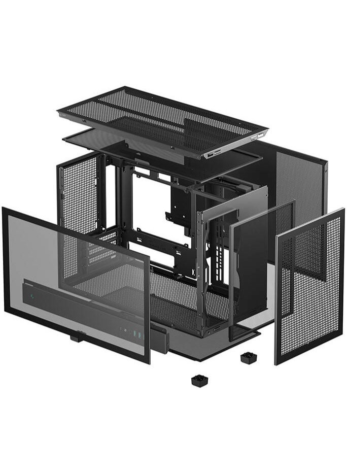 ديب كول صندوق حاسوب DeepCool CH260 (فئة Micro-ATX)، يدعم مبرد سائل (رادياتير) حتى 360 مم، ويدعم تركيب ما يصل إلى 6 مراوح مقاس 120 مم، مزود بـ 4 فتحات توسعة، ولوحة جانبية من الزجاج المقسى، وألواح شبكية محيطة، باللون الأسود | R-CH260-BKNGM0-G-1 - Image 3