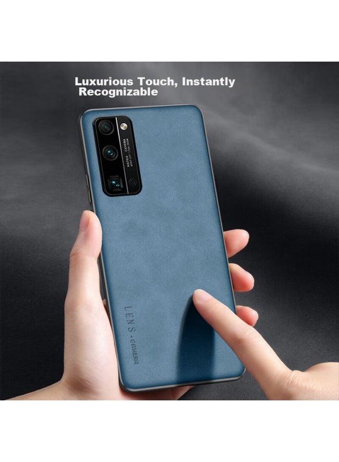 Shiyong Compatible With Honor 30 Pro Phone Case, Honor 30 Pro Protective Cover, Full Lens Protection, Silicone Soft Edge, Shockproof, Ultra-thin, Simple And Stylish Leather Texture Case For Men And Women, Misty Blue - Image 3