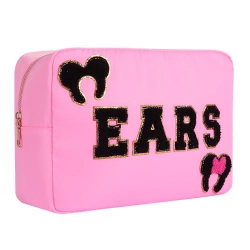 Dealkion Headband Holder Organizer Headband Storage Mouse Ear Holder Bag Hair Accessories Organizer Chenille Letter Makeup Bag Park Travel Essentials Gifts for Women - Image 1