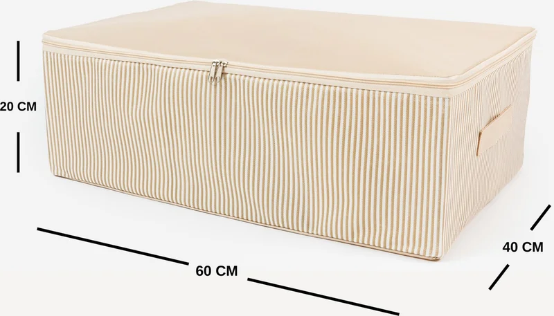ناكاريف 4 Pieces Large Size Line Pattern Printed Beige Bed Base Organizer Storage Bag Set 60x40x20 cm