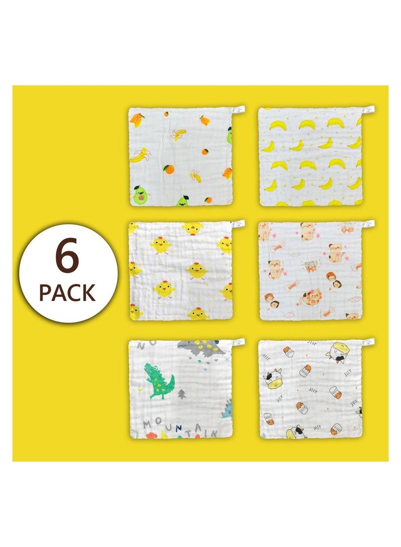 MARGOUN MARGOUN Baby Muslin Washcloths Soft Face Cloths for Newborn 30 * 30 cm, Absorbent Bath Face Towels, Baby Wipes, Burp Cloths or Face Towels (6 Pack) - Image 2