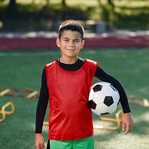 Sintege 12 Pcs Soccer Pinnies Pennies Jersey Scrimmage Vest Sports Practice Jersey Mesh Basketball Vest for Youth Adult Kids(Small,Red) - Image 5