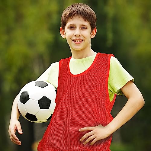 Sintege 12 Pcs Soccer Pinnies Pennies Jersey Scrimmage Vest Sports Practice Jersey Mesh Basketball Vest for Youth Adult Kids(Small,Red) - Image 4
