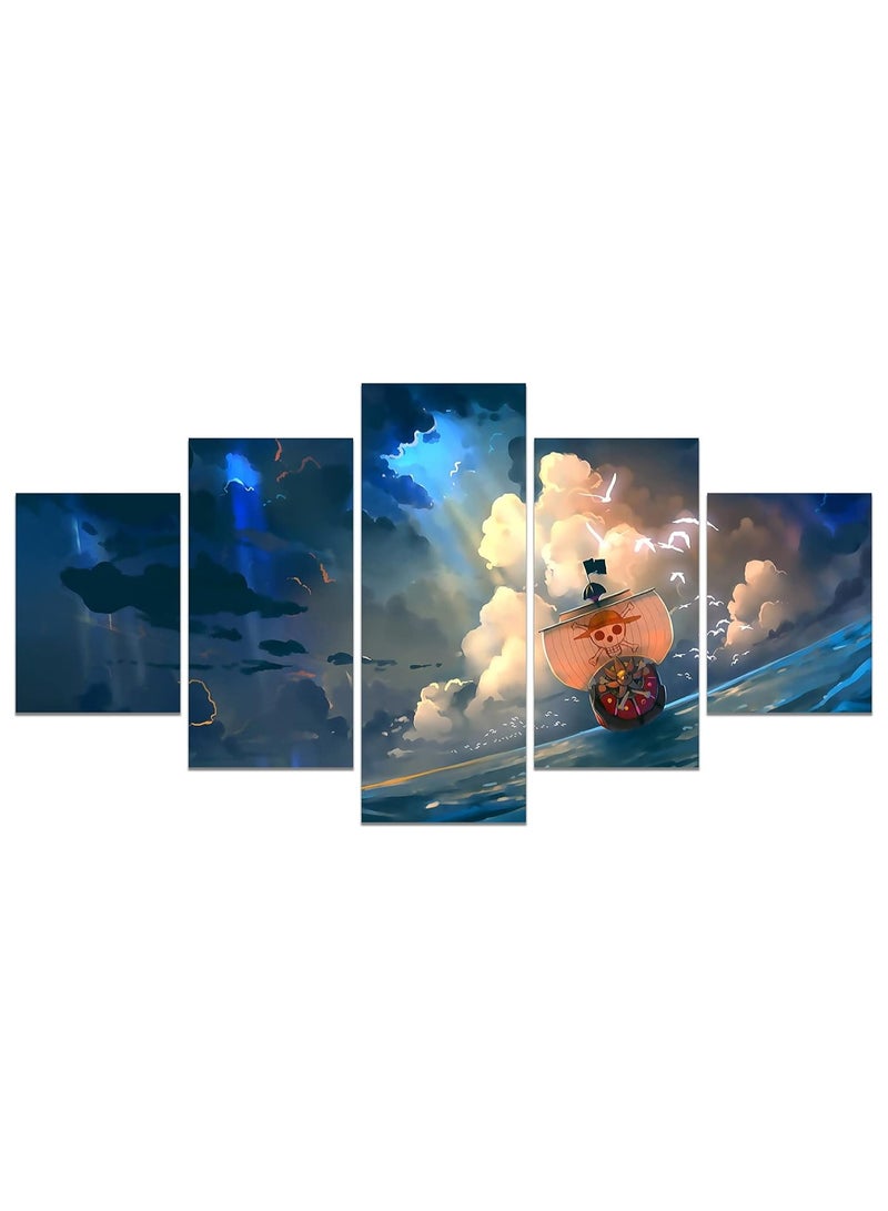 Today Idea Anime One Piece Poster The Straw Hat Pirates Thousand Sunny Print on Canvas Painting Wall Art for Living Room Decor Boy Gift (Unframed, Q-One piece 2) - Image 1