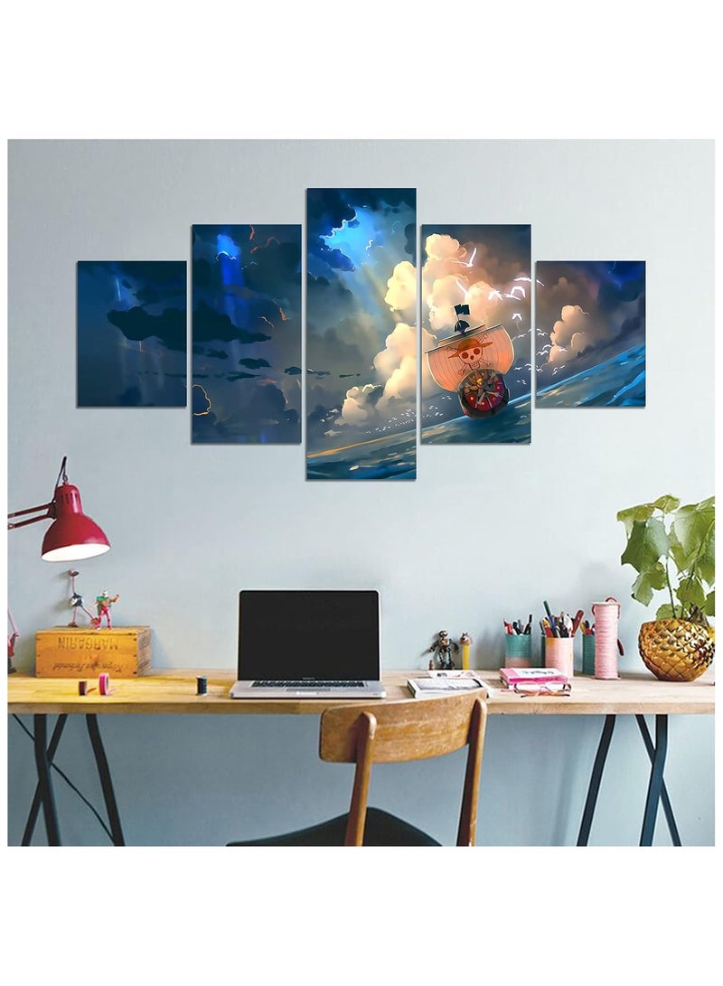 Today Idea Anime One Piece Poster The Straw Hat Pirates Thousand Sunny Print on Canvas Painting Wall Art for Living Room Decor Boy Gift (Unframed, Q-One piece 2) - Image 3