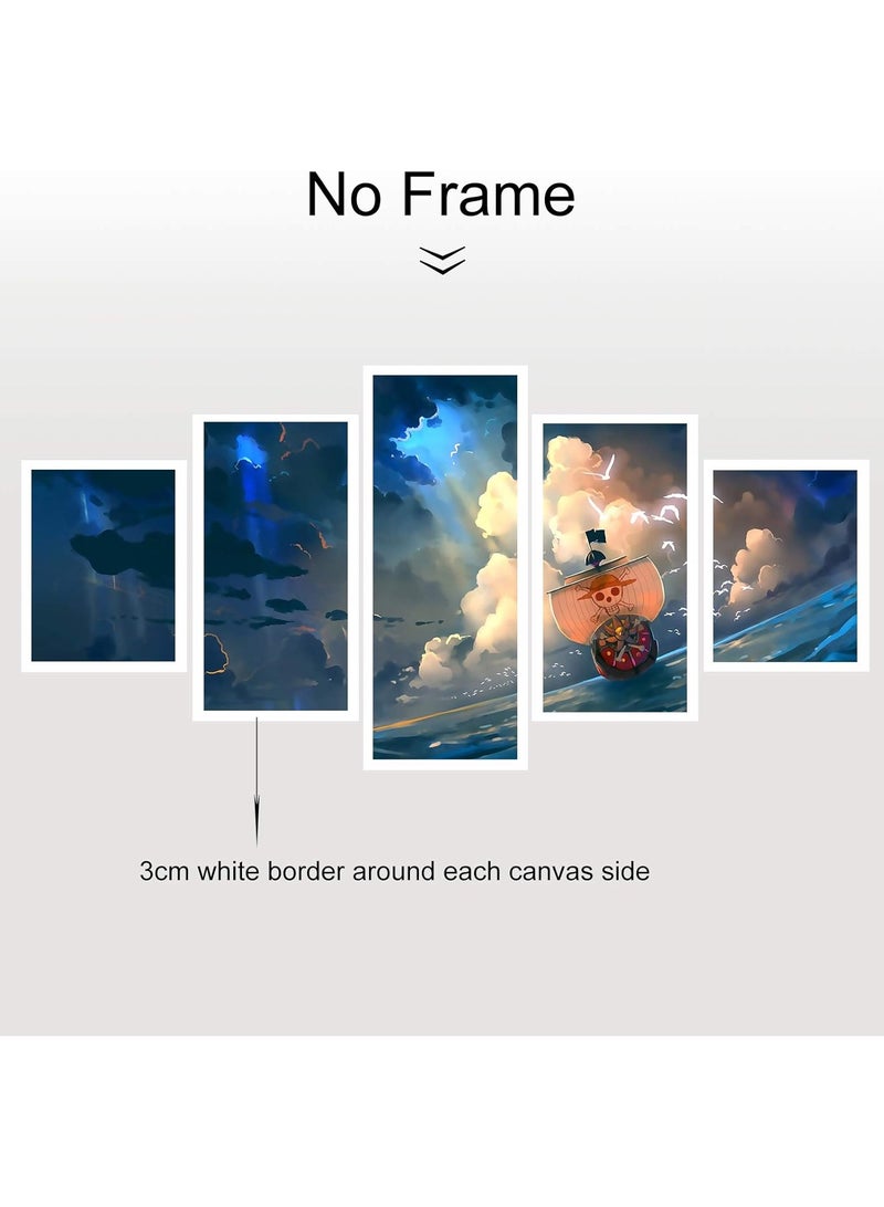 Today Idea Anime One Piece Poster The Straw Hat Pirates Thousand Sunny Print on Canvas Painting Wall Art for Living Room Decor Boy Gift (Unframed, Q-One piece 2) - Image 4