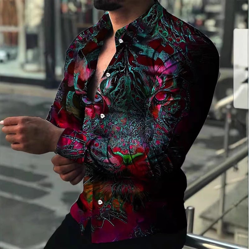 Plus Size Floral Print Shirt for Men - Image 2