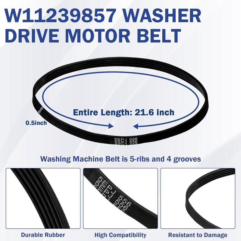 ulapithi W11239857 W10808317 Washer Drive Motor Belt Replacement For Whirlpool Maytag Amana Top Load Clothes Washing Machine Replaces 4845287 AP6333320 PS12578772 WE12M29 5EPJ556 - Image 2