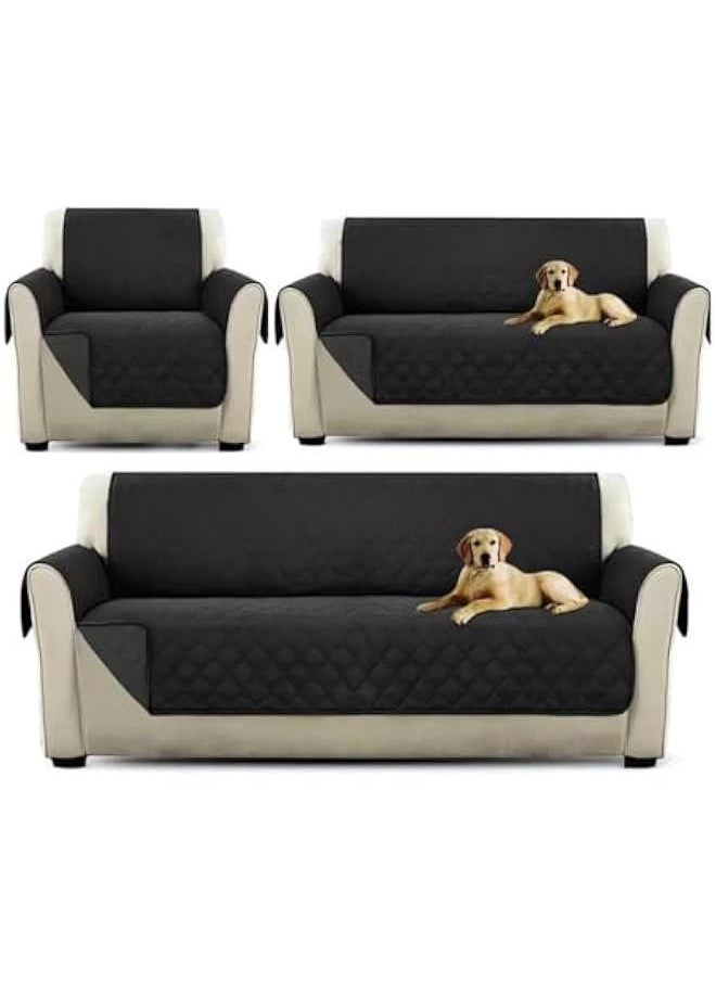 HOOKOR Water Repellent Sofa Covers,Sofa Protectors from Pets, Reversible seat Couch Covers, Non-Slip Furniture Slipcovers with Elastic Straps for Pets Kids (Black, 2 Seats)  - Image 1