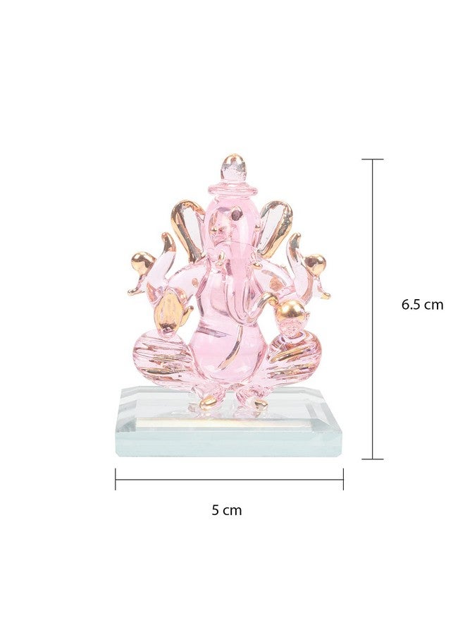 iCraft تمثال الإله غانيش جالس مع قاعدة (مورتي) مصنوع يدويًا من زجاج الكريستال للعبادة، الزينة، لوحة القيادة في السيارة، هدية (شفاف)، صغير (قاعدة CLR غانيش) - Image 4