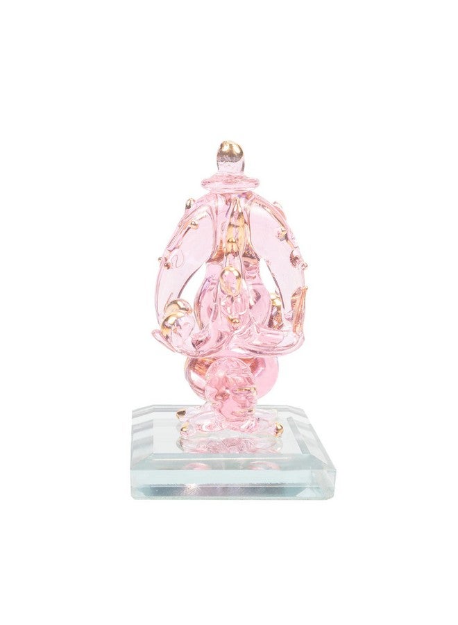 iCraft تمثال الإله غانيش جالس مع قاعدة (مورتي) مصنوع يدويًا من زجاج الكريستال للعبادة، الزينة، لوحة القيادة في السيارة، هدية (شفاف)، صغير (قاعدة CLR غانيش) - Image 2