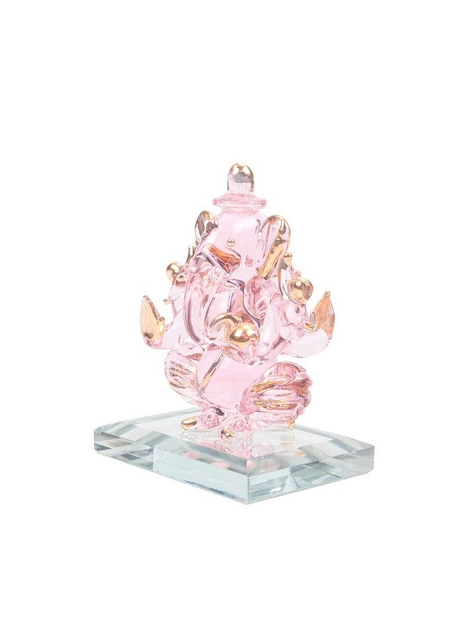 iCraft تمثال الإله غانيش جالس مع قاعدة (مورتي) مصنوع يدويًا من زجاج الكريستال للعبادة، الزينة، لوحة القيادة في السيارة، هدية (شفاف)، صغير (قاعدة CLR غانيش) - Image 5
