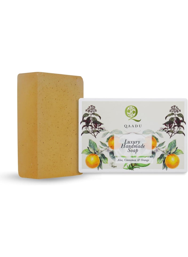 QAADU Luxury Handmade Soap With Natural Ingredients Aloe Vera Cinnamon & Orange 125 G - Image 2