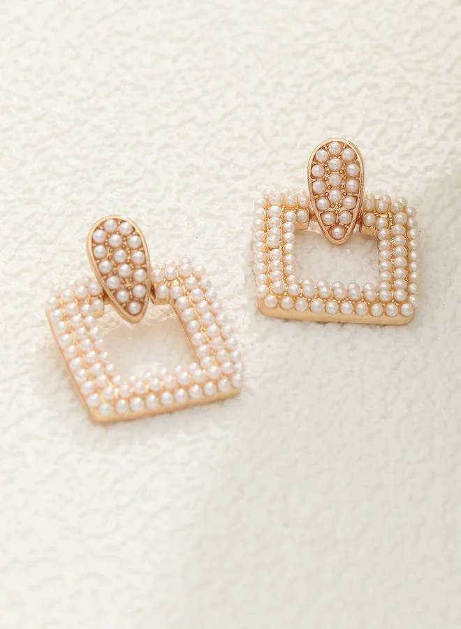 Take Two Faux Pearl Square Earrings