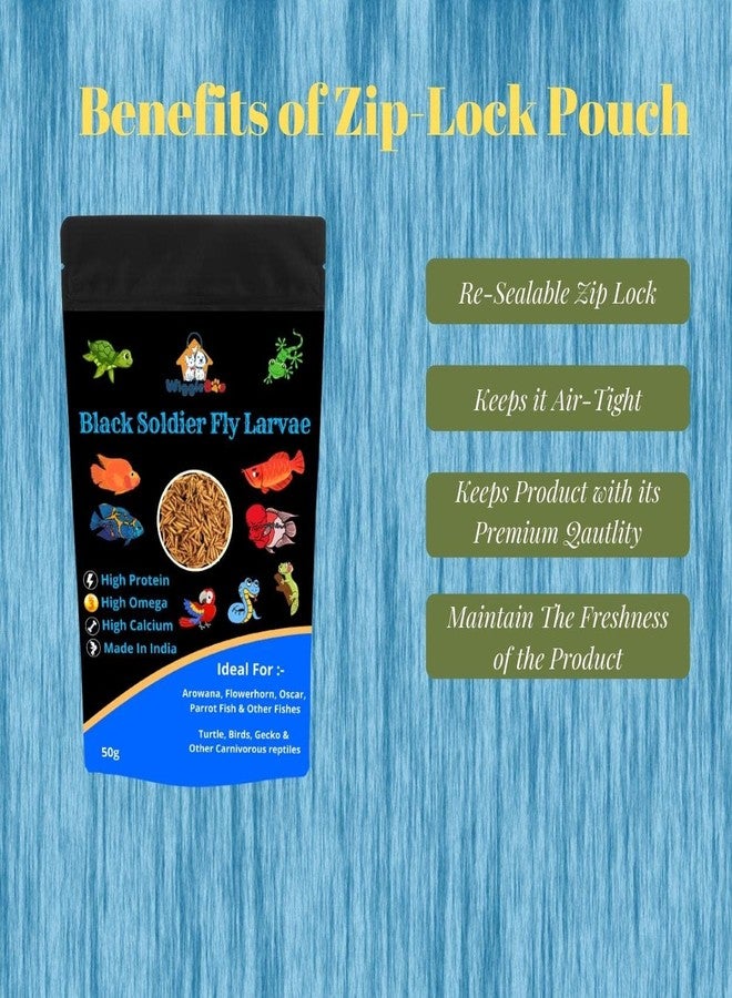 WiggleBoo Dried Black Soldier Fly Larvae 30g Fish Food - Protein Rich & Essential for Growth & Color Enhancement - Ideal for Bettas, Tetras, Arowana, Flowerhorn, Oscar, Blood Red Parrot, & More (30g) - Image 4