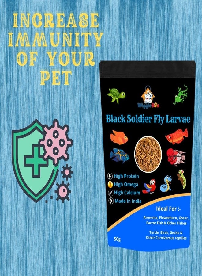 WiggleBoo Dried Black Soldier Fly Larvae 30g Fish Food - Protein Rich & Essential for Growth & Color Enhancement - Ideal for Bettas, Tetras, Arowana, Flowerhorn, Oscar, Blood Red Parrot, & More (30g) - Image 3