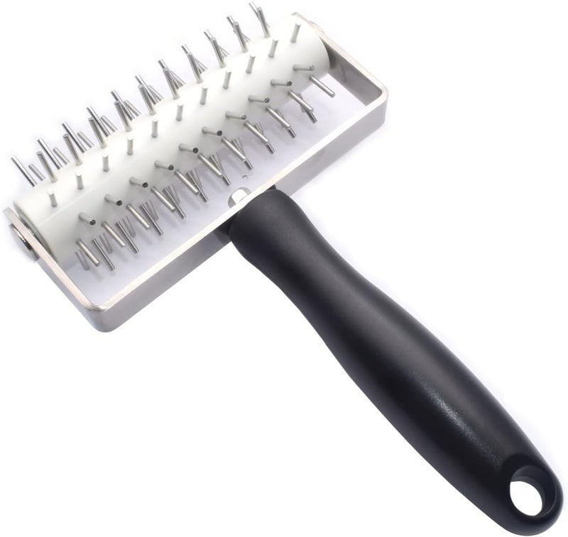 VINMEN AMPSEVEN Pizza Dough Docker Roller - Professional Stainless Steel Pastry Docker Roller with Spike for Homemade Baking Cake crackers Pie Hole Maker,Prevent Dough from Blistering - Image 1
