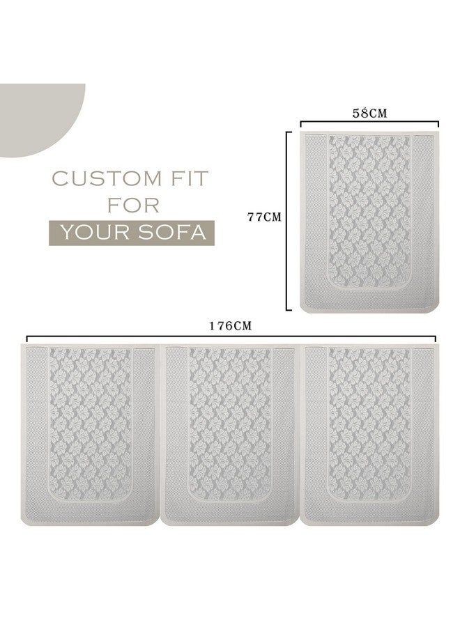 Kuber Industries Sofa Cover | Net Sofa Slipcover Set | 5 Seater Sofa Cover for Hall | Couch Sofa Cover Set | Sofa Cover for Home | Sofa Cover for Living Room | Plain Leonardo Flower Print | Cream - Image 3