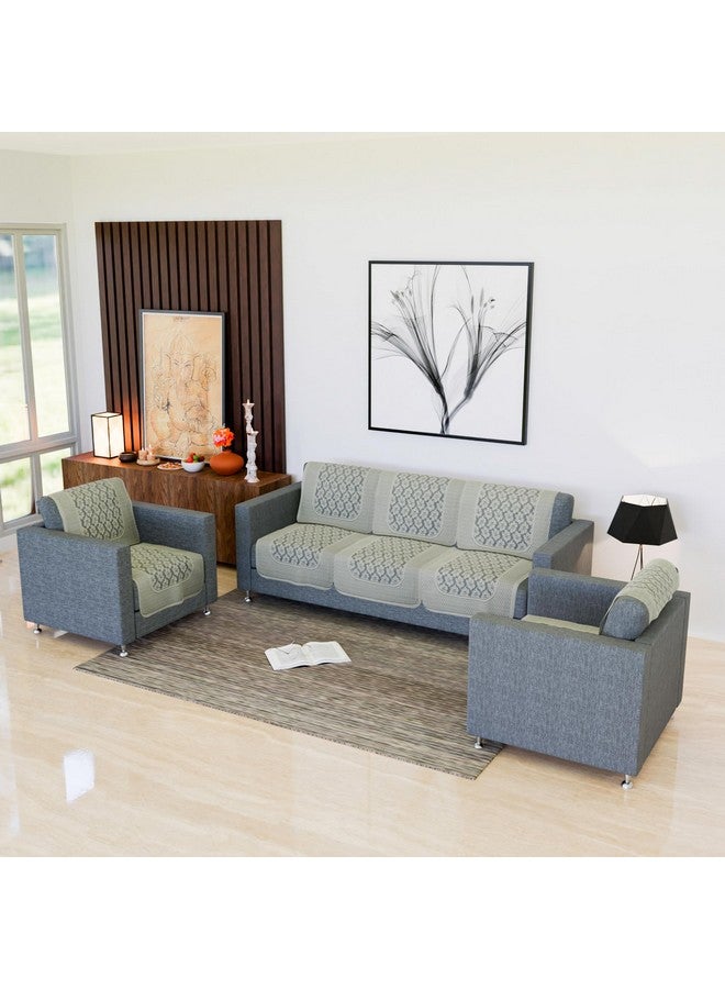 Kuber Industries Sofa Cover | Net Sofa Slipcover Set | 5 Seater Sofa Cover for Hall | Couch Sofa Cover Set | Sofa Cover for Home | Sofa Cover for Living Room | Plain Leonardo Flower Print | Cream - Image 1