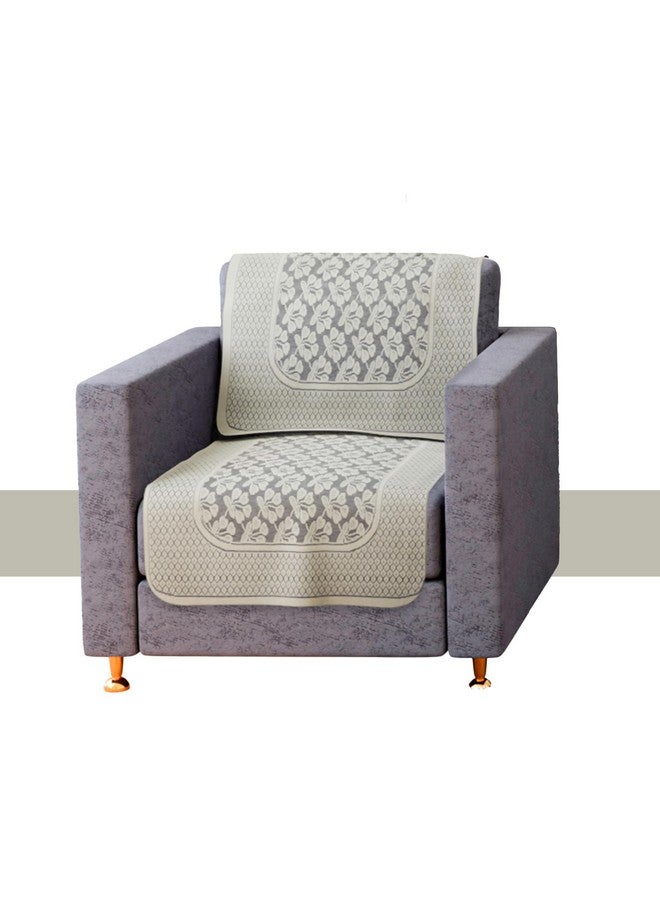 Kuber Industries Sofa Cover | Net Sofa Slipcover Set | 5 Seater Sofa Cover for Hall | Couch Sofa Cover Set | Sofa Cover for Home | Sofa Cover for Living Room | Plain Leonardo Flower Print | Cream - Image 2