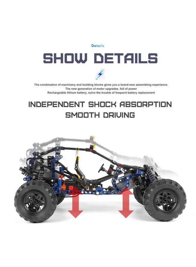 mould king Mould King RC Off-Road Building Car Toys, 515 Pieces Building Blocks Lightning Climbing Car Model with Motors (Remote Control and APP Control), Intelligent Building Kits for Boys  - Image 3