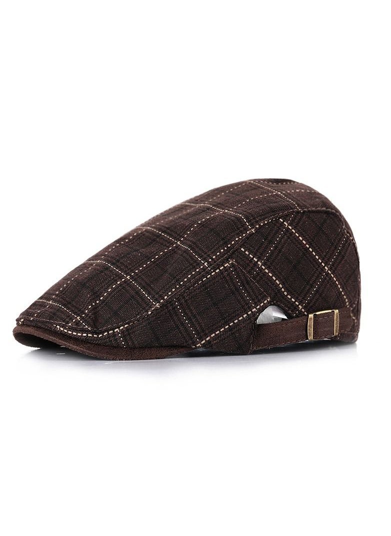 Loquat Men's Mesh Breathable Sun Hat British Style Hat Brown 