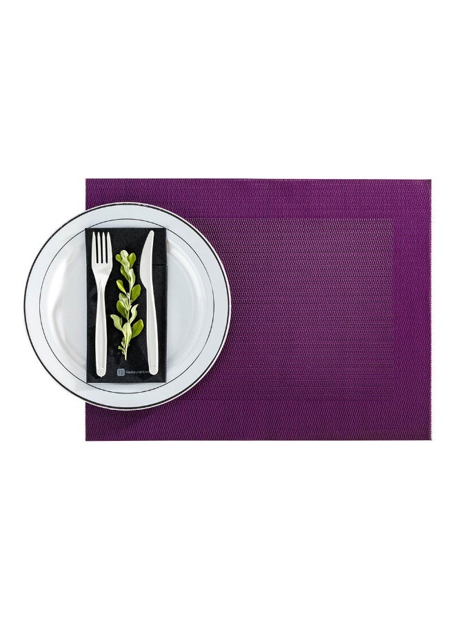 Restaurantware Geneva 16 Inch x 12 Inch Vinyl Table Mats, 6 Heat Resistant Dinner Placemats - Stain Resistant, Washable, Violet Vinyl Kitchen Table Mats, Woven, For Parties and Dining Tables - Image 2