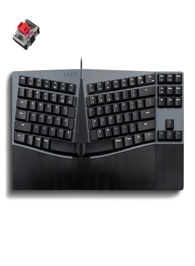 Perixx PERIBOARD-335RD Wired Ergonomic Mechanical Compact Keyboard - Low-Profile Red Linear Switches - Programmable Feature with Macro Keys - Compatible with Windows and Mac OS X - US English - Image 1
