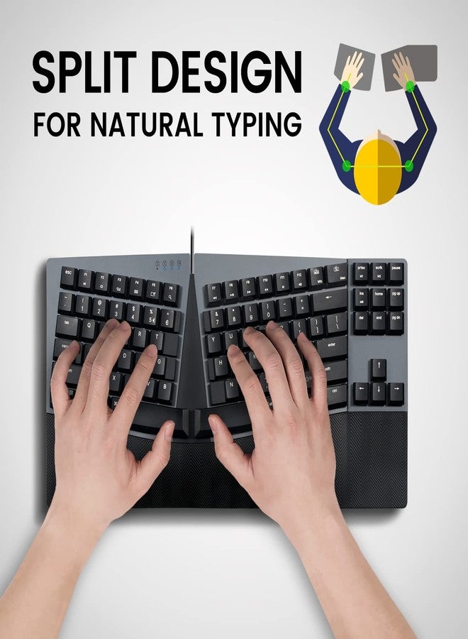 Perixx PERIBOARD-335RD Wired Ergonomic Mechanical Compact Keyboard - Low-Profile Red Linear Switches - Programmable Feature with Macro Keys - Compatible with Windows and Mac OS X - US English - Image 2