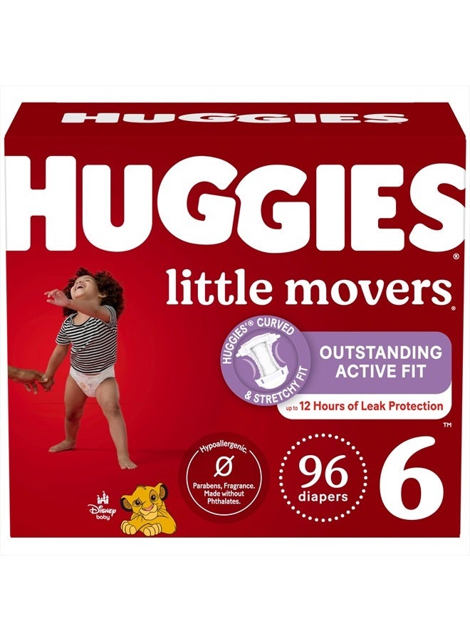 Huggies Size 6 Diapers, Little Movers Baby Diapers, Size 6 (35+ lbs), 96 Ct (2 Packs of 48) - Image 1