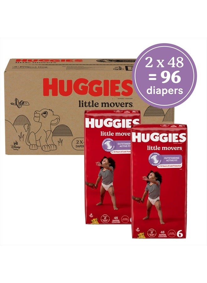 Huggies Size 6 Diapers, Little Movers Baby Diapers, Size 6 (35+ lbs), 96 Ct (2 Packs of 48) - Image 2