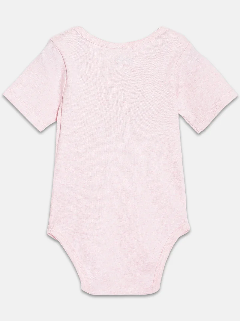 Broon Broon Infant Girls White and Pink Printed Pure Organic Cotton Bodysuit Pack of 2
