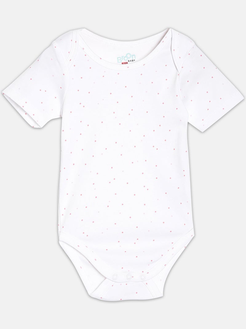 Broon Infant Girls White and Pink Printed Pure Organic Cotton Bodysuit Pack of 2 - Image 3