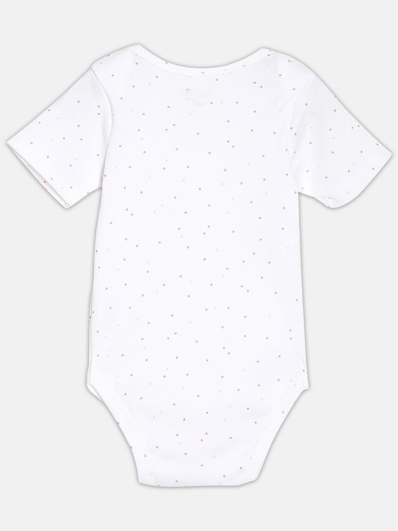 Broon Infant Girls White and Pink Printed Pure Organic Cotton Bodysuit Pack of 2 - Image 4