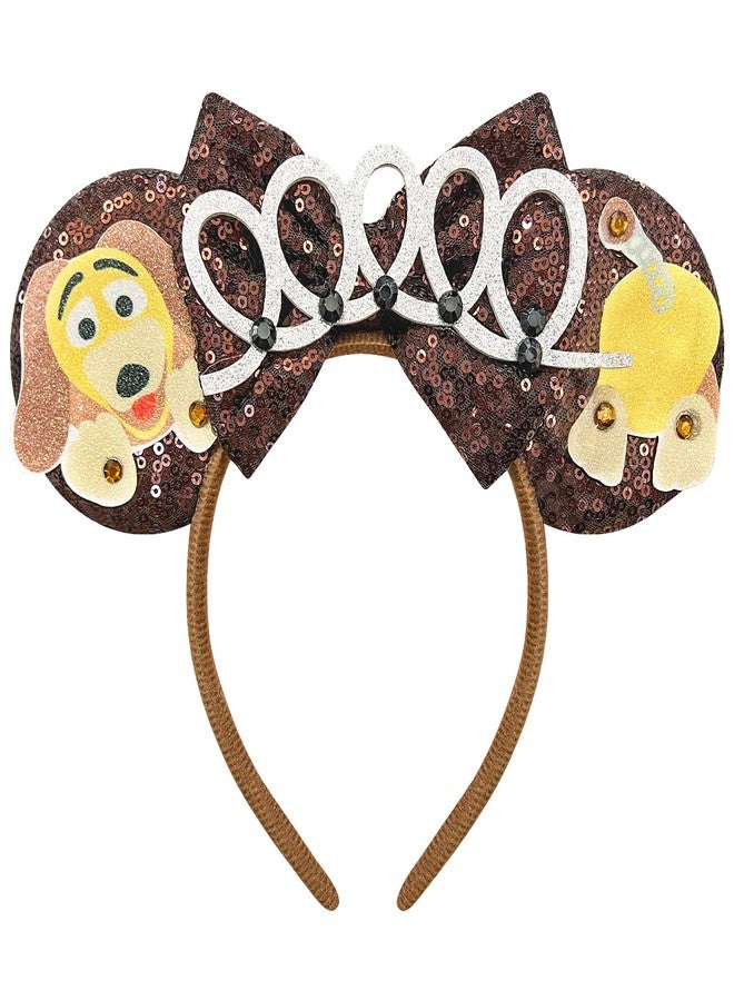 Bolonar Mouse Ears Headbands for Women Park Ears Sequin Inspired Mouse Ears (Brown)