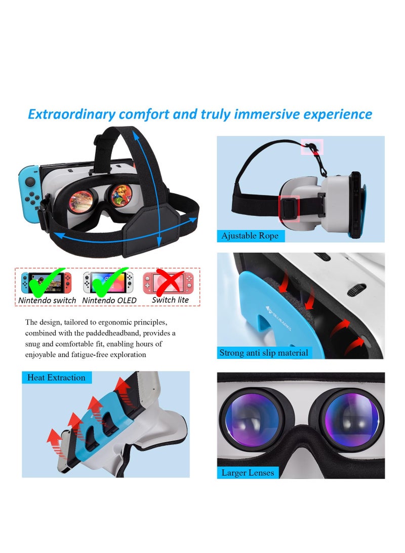 VR Headset for Nintendo Switch and OLED Model, Virtual Reality Goggles for Gaming Experience in White - Image 4
