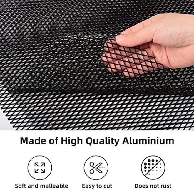 AggAuto 40"x13" Car Grill Mesh - Black Aluminum Alloy Rhombic Hole Bumper Grille Insert, Universal Fit - Image 5