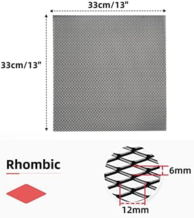 AggAuto 40"x13" Car Grill Mesh - Black Aluminum Alloy Rhombic Hole Bumper Grille Insert, Universal Fit - Image 4